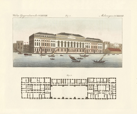 The new customs house in London from German School, (19th century)