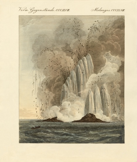 The new volcanic island on the Mediterranean Sea from German School, (19th century)