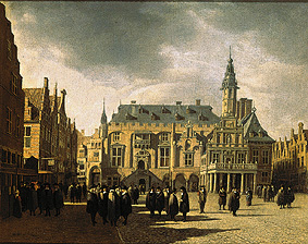 The market place and the city hall of Haarlem. from Gerrit Adriaensz Berckheyde