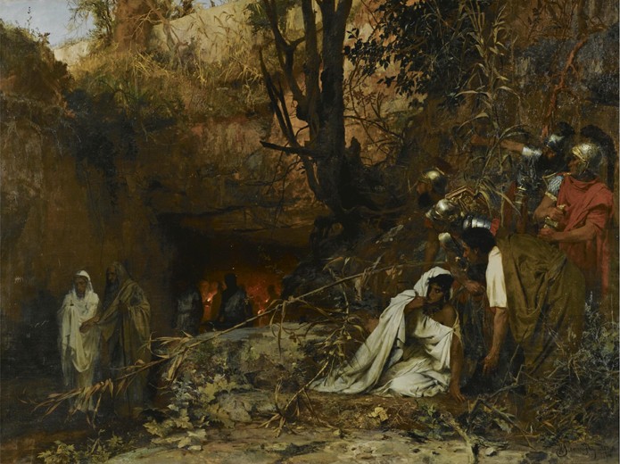 Christian persecutors at the entrance to the catacombs from G.I. Semiradski
