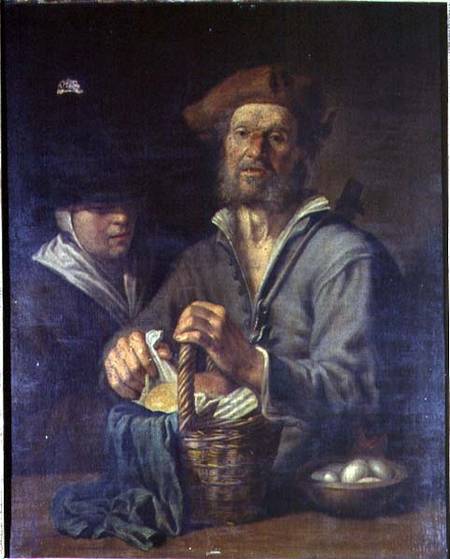 An Old Peasant and a Maid at a Table from Giacomo Francesco Cipper