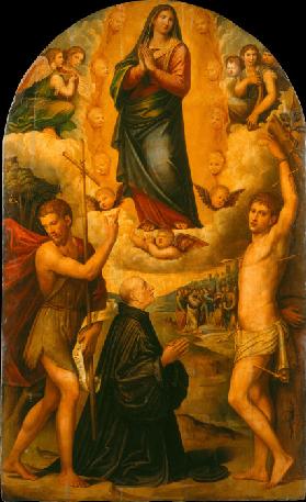 The Assumption of the Virgin with Saint John the Baptist, aint Sebastian and a Donor