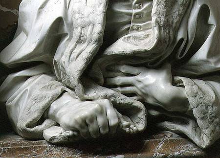 Bust of Gabrielle Fonseca (doctor of Pope Innocent X) detail of hands clutching robe, from the Fonse from Gianlorenzo Bernini
