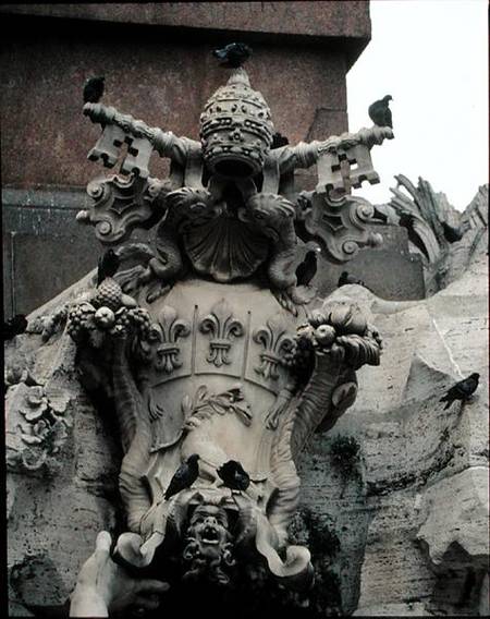 The Fountain of the Four Rivers, detail of the coat of arms of Innocent X (1574-1655) from Gianlorenzo Bernini