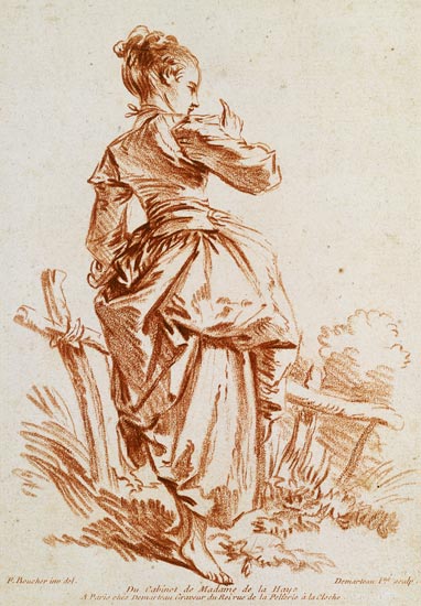 Shepherdess (etching after Boucher) from Giles Demarteau