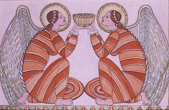 Two angels holding a bowl, 1995 (w/c)  from  Gillian  Lawson
