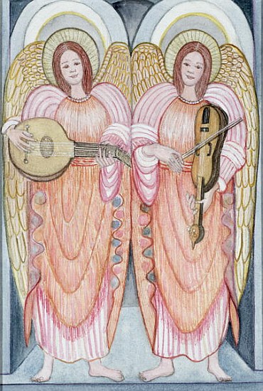 Two angels playing instruments, 1995 (w/c)  from  Gillian  Lawson