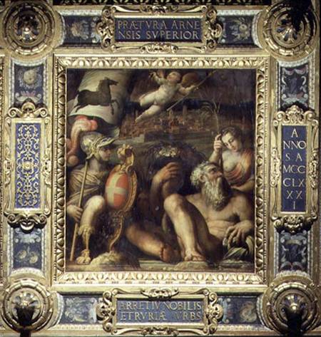 Allegory of the town of Arezzo, from the ceiling of the Salone dei Cinquecento from Giorgio Vasari