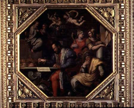 Cosimo I de' Medici (1519-74) planning the conquest of Siena in 1555, from the ceiling of the Salone from Giorgio Vasari