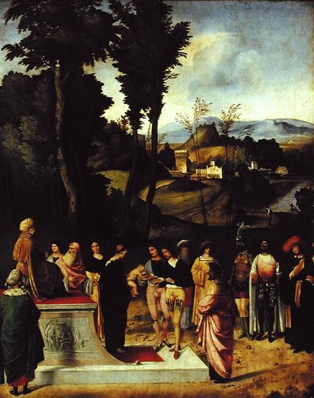 Moses being tested by the Pharaoh from Giorgione (aka Giorgio Barbarelli or da Castelfranco)