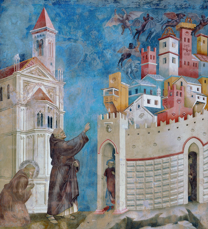 Der Hl. Franziskus befreit die Stadt Arezzo von Daemonen from Giotto (di Bondone)