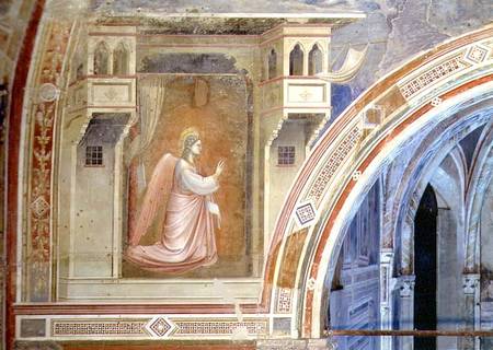 The Annunciation, detail of the Angel Gabriel, from the lunette above the altar from Giotto (di Bondone)