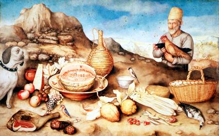 Still Life with Peasant and Hens from Giovanna Garzoni
