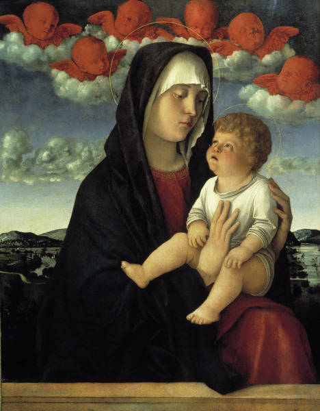 Bellini, Giovanni c.1430 - 1516. -''Mary and Child'' (Madonna dei cherubini rossi), c.1500. - Oil on from Giovanni Bellini