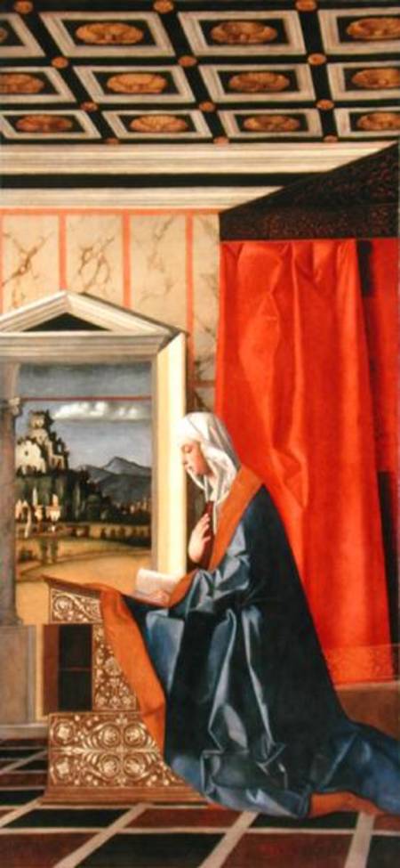 Virgin Mary, from The Annunciation diptych  (post-1998 restoration) from Giovanni Bellini