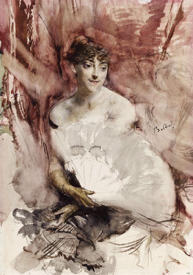 Woman with fan seated in a theatre box (Countess of Rasti)
