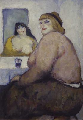 Woman with a Glass, by Giovanni Costetti, 1912, 20th Century, oil on cardboard