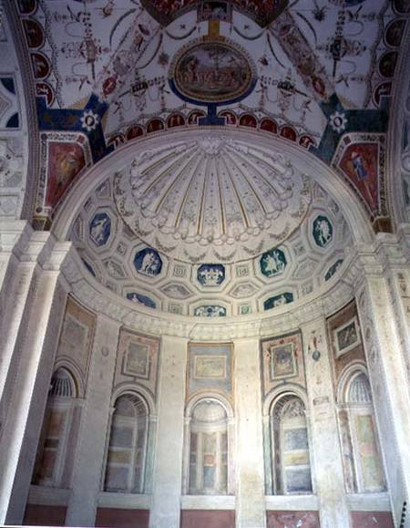 View of the loggia, detail of stucco and fresco vault designed for Cardinal Giuliano de'Medici (1478 from Giovanni da Udine