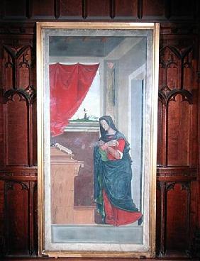 Virgin Annunciate, annunciation panel originally forming one of the outside shutters of the organ in
