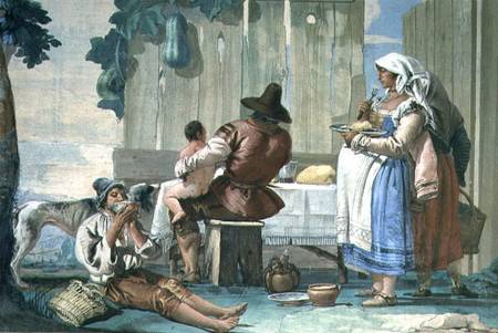 Peasants Eating out of Doors from the 'Foresteria' ( 1757 from Giovanni Domenico Tiepolo