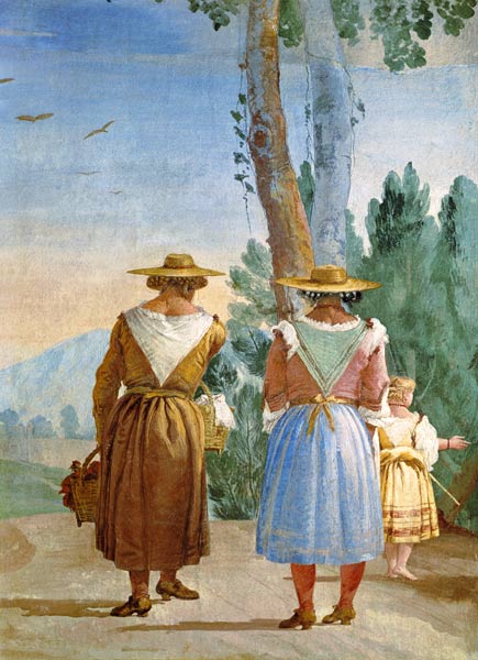 Two Peasant Women and a Child Seen from Behind from the 'Foresteria' ( 1757 from Giovanni Domenico Tiepolo