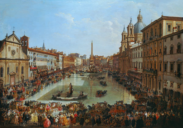 In Rome under water set to Piazza Navona. from Giovanni Paolo Pannini