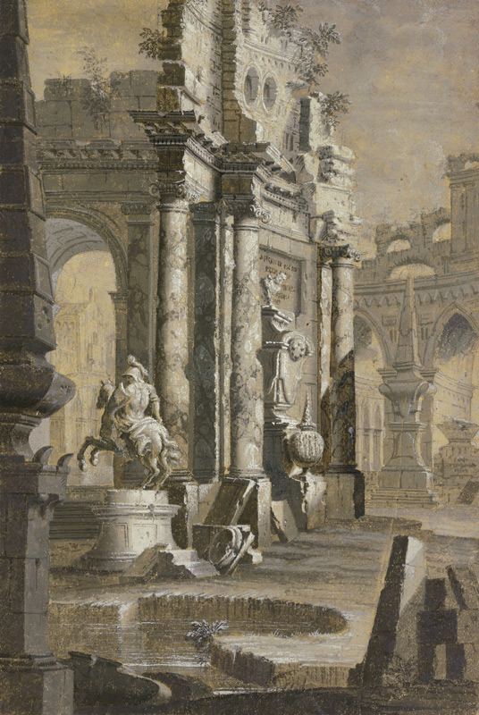 Reiterstandbild inmitten einer antiken Ruinenlandschaft from Giovanni Paolo Pannini