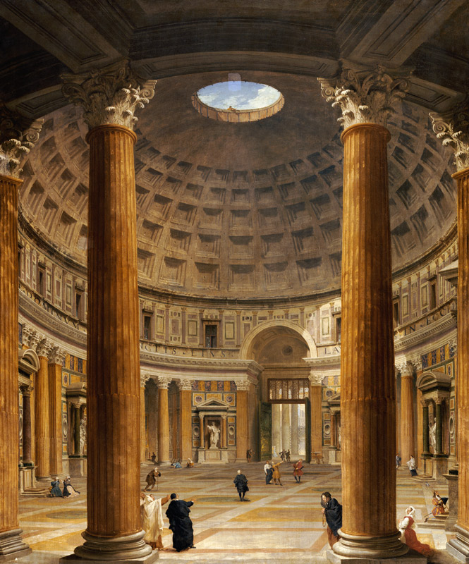 The Interior Of The Pantheon, Rome, Looking North From The Main Altar To The Entrance, The Piazza De from Giovanni Paolo Pannini