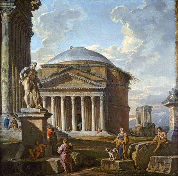 View of the Pantheon, the Farnese Hercules and other Roman Ruins from Giovanni Paolo Pannini