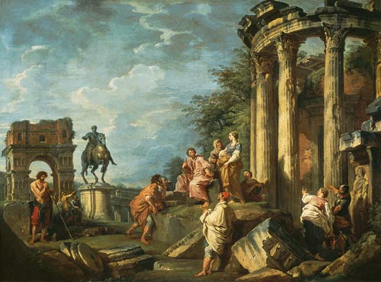 Peasants Amongst Roman Ruins from Giovanni Paolo Pannini