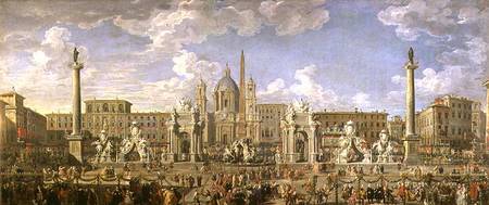 Preparation For the Firework Display Held at Piazza Navona to Celebrate the Birth of the Dauphin from Giovanni Paolo Pannini