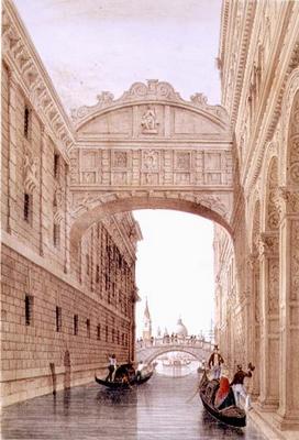 The Bridge of Sighs, Venice, engraved by Lefevre (litho) from Giovanni Pividor