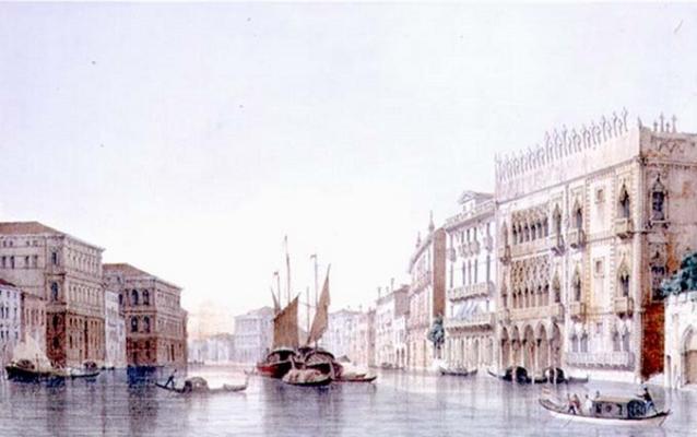 The Grand Canal and the Ca' d'Oro, Venice, engraved by Lefevre (litho) from Giovanni Pividor