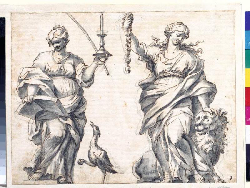 Allegorien der Wachsamkeit und der Stärke. from Giovanni Battista Lenardi