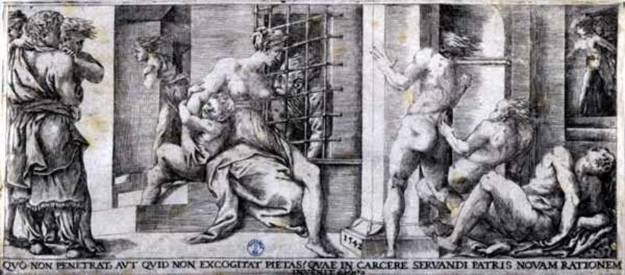 Roman Charity (engraving) from Giulio Bonasone