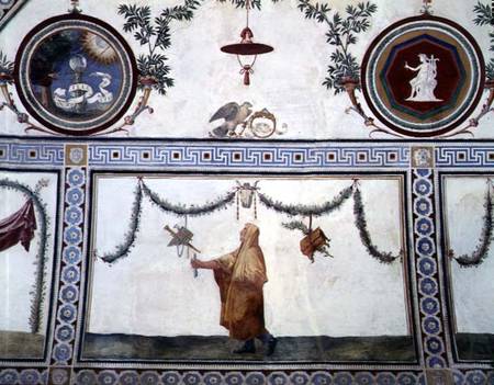 The 'Camera con Fregio di Amorini' (Chamber of the Cupid Frieze) detail of the ceiling depicting a r from Giulio Romano