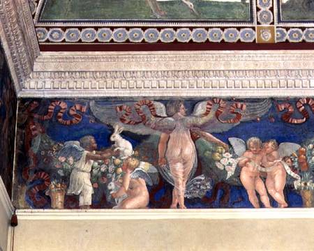 Frieze from the 'Camera con Fregio di Amorini' (Chamber of the Cupid Frieze) detail of two cupids, o from Giulio Romano