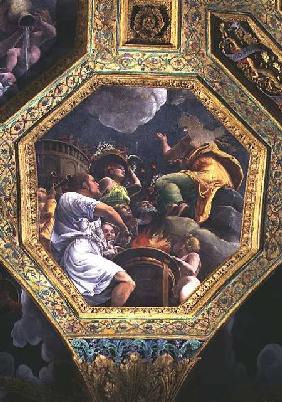 Scene of the sacrifice of a dove, ceiling caisson from the Sala di Amore e Psiche