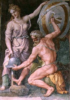 Vulcan forging the armour of Achilles