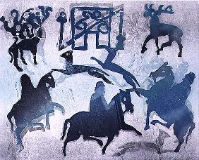 Pictish Hunting Scene III, 1995 (monotype) 