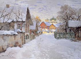 Winter Evening. View of Pskov