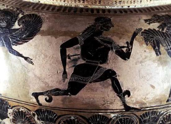 Perseus Fleeing from the Gorgons, detail from an Attic black-figure dinos, Greek, c.590 BC (pottery) from Gorgon Painter