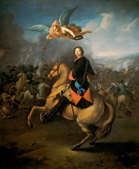 Tsar Peter I. in the battle of Poltawa. from Gottfried Danhauer