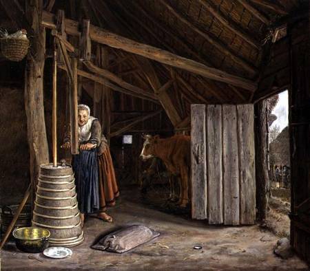 Barn Interior with a Maid Churning Butter from Govert Dircksz. Camphuysen