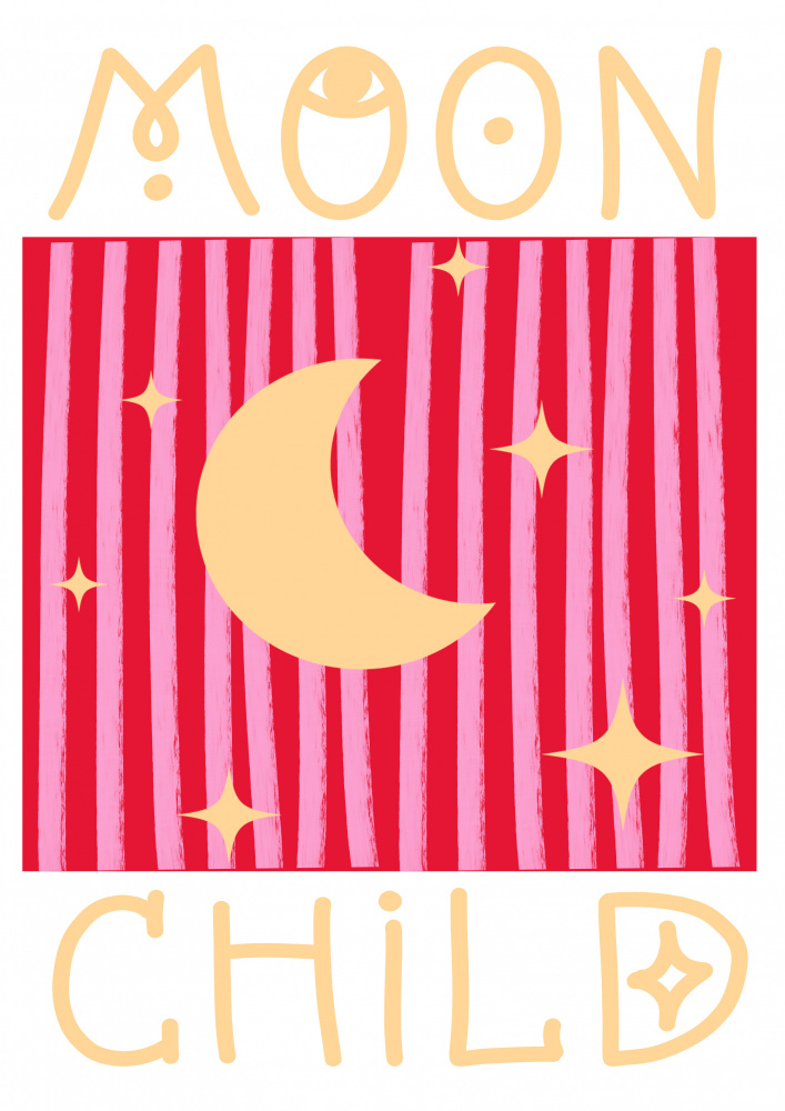 Pink and Red Moon Child from Grace Digital Art Co