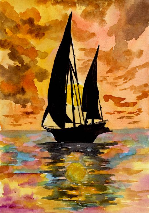 Segelboot und Sonnenuntergang from Sebastian  Grafmann