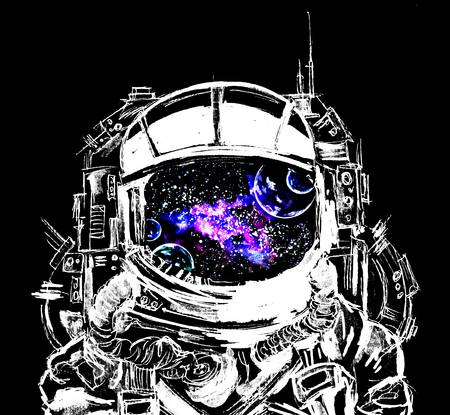 Astronaut mit lila Galaxie Nebel