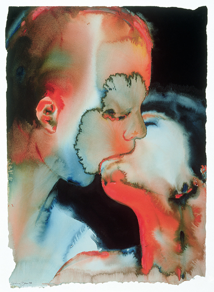 Close-up Kiss, 1988 (w/c on paper)  from Graham  Dean