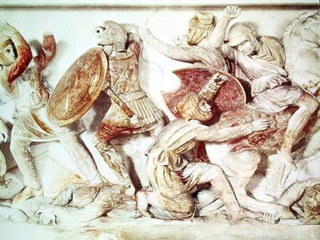 The Alexander Sarcophagus depicting a battle scene from Greek