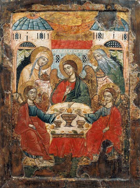 Abraham and the Three Angels, icon, from Macedonia from Greek School